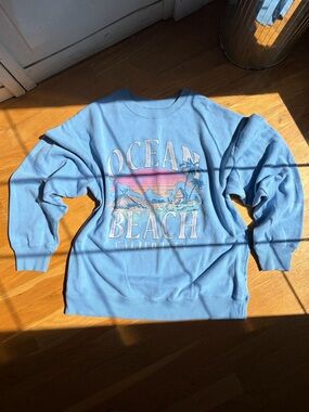 Hollister Sky Blue Crewneck Sweatshirt with Flock Logo
